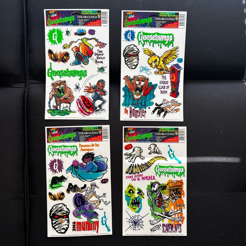 Goosebumps 1996 Cling Window Decor 4pcs (Brand New)